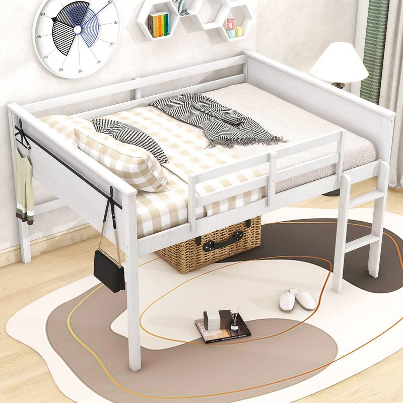 Full Size Loft Bed with Hanging Clothes Racks Bed Bath & Beyond