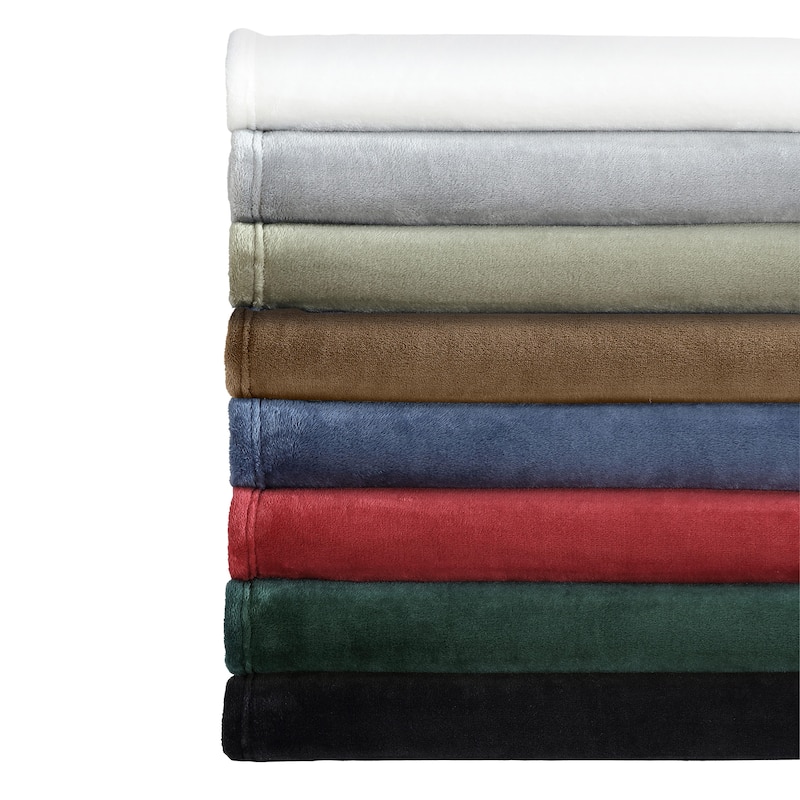 Nautica Solid Ultra Soft Plush Fleece Bed Blanket