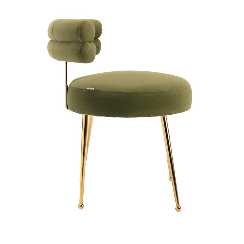 Velvet Upholstered Tubulous Side Dining Chair with Golden Legs(set of 2)