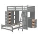 preview thumbnail 9 of 7, Grey Twin over Twin Solid Pine Bunk Bed with Built-in Drawers, Shelves, Desk with LED Light & USB Ports