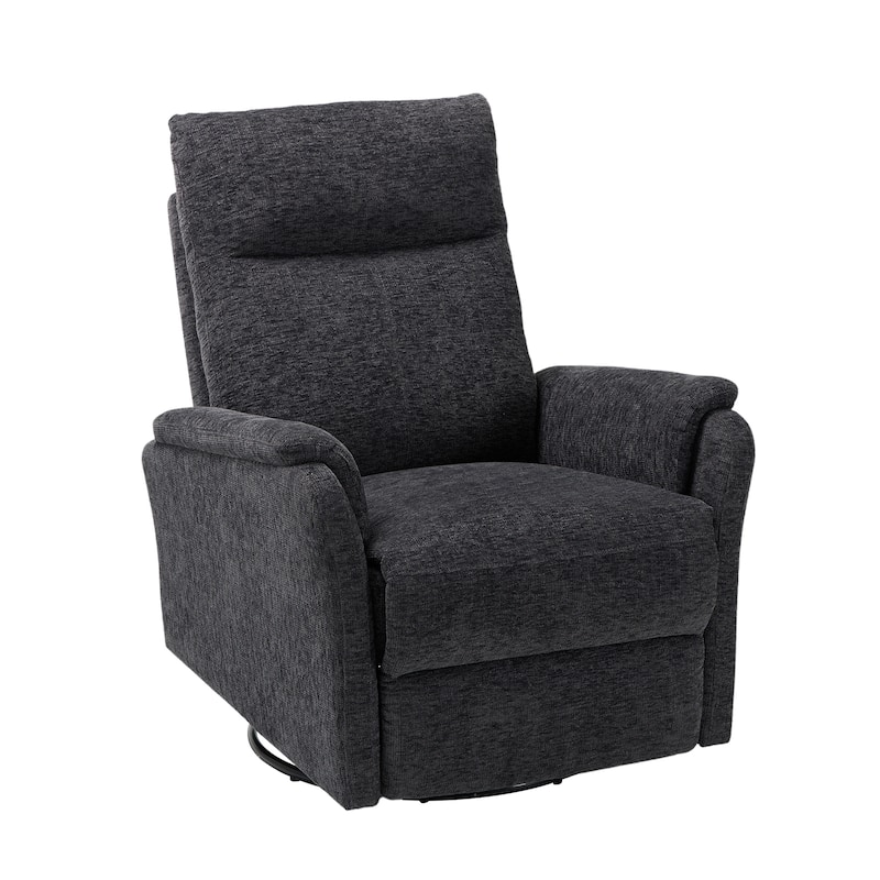 Fabric Recliner Sofa Chair - Swivel Rocking with XL Footrest - Single Seat for Living Room - Dark Grey-Fabric