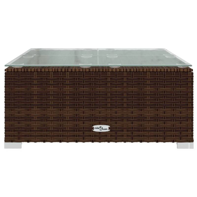 vidaXL Patio Lounge Set with Cushions Brown Poly Rattan - 27.6" x 27.6" x 24" - 27.6" x 27.6" x 24"