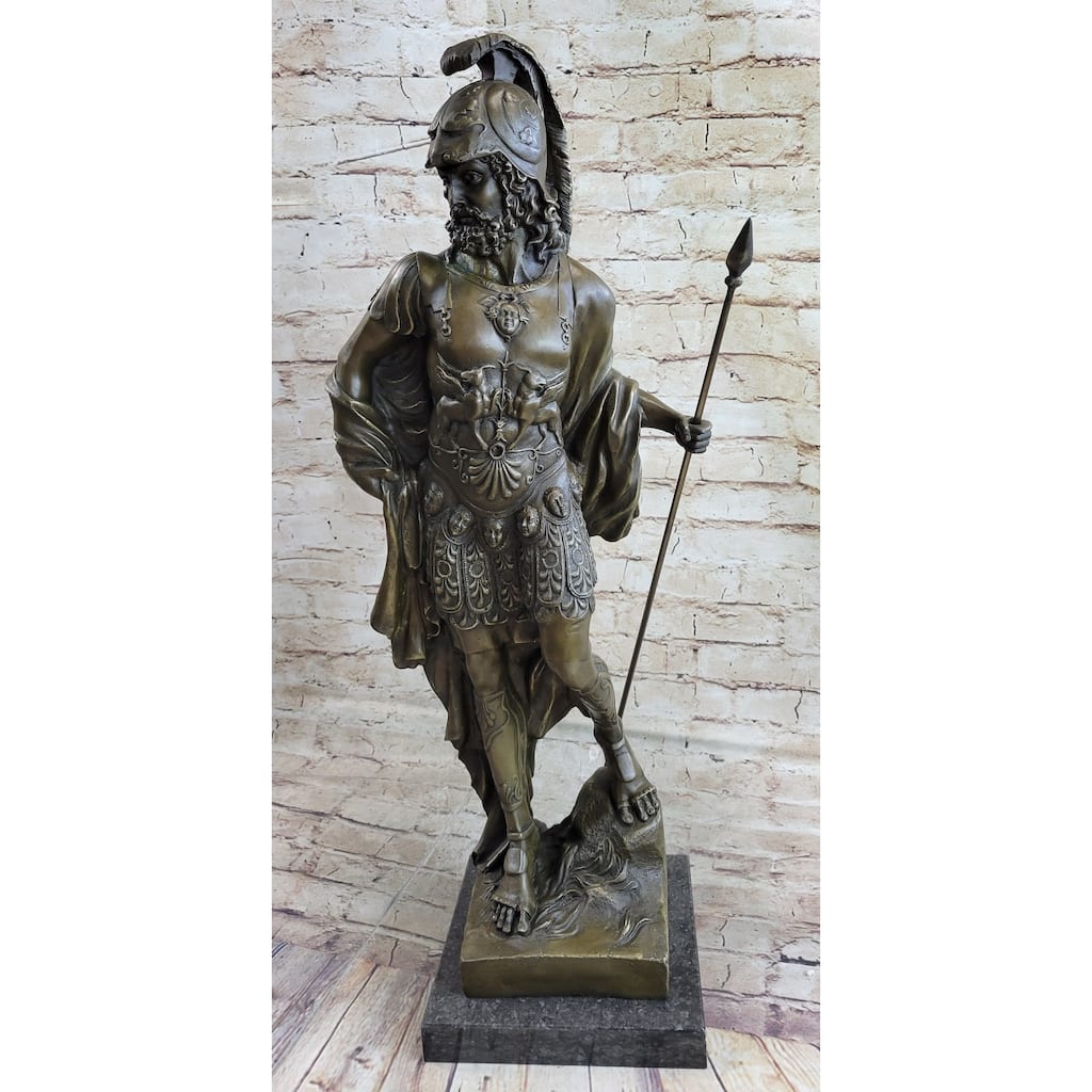 King Leonidas Achilles Hercules Greek Spartan Warrior Bronze Statue Sculpture Figure Dalou 26 Inches X 10 Inches