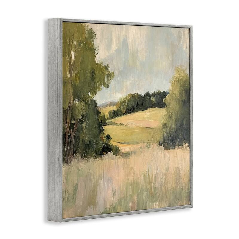 Stupell Painterly Green Valley View Framed Giclee Art Design By Petal Prints Design