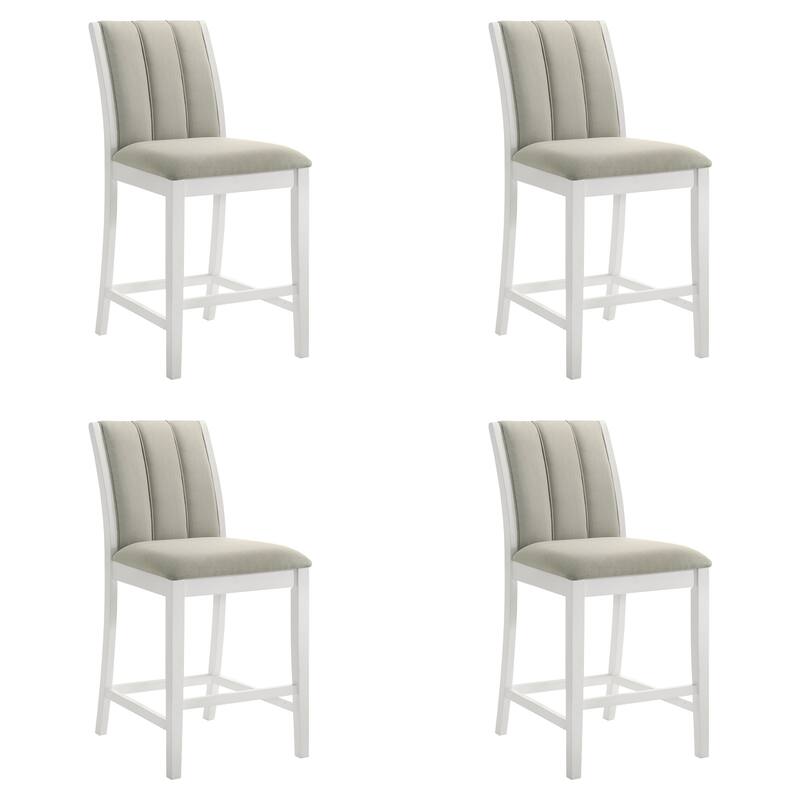 Nolan 26 in. Dark Roast Counter Height Rubberwood Barstool with Grey Fabric Seat - Set of 2