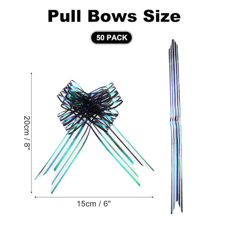 50pcs Pull Bows 5.9 Inch Wide Ribbon Gift Bows for Gift Wrapping - Black