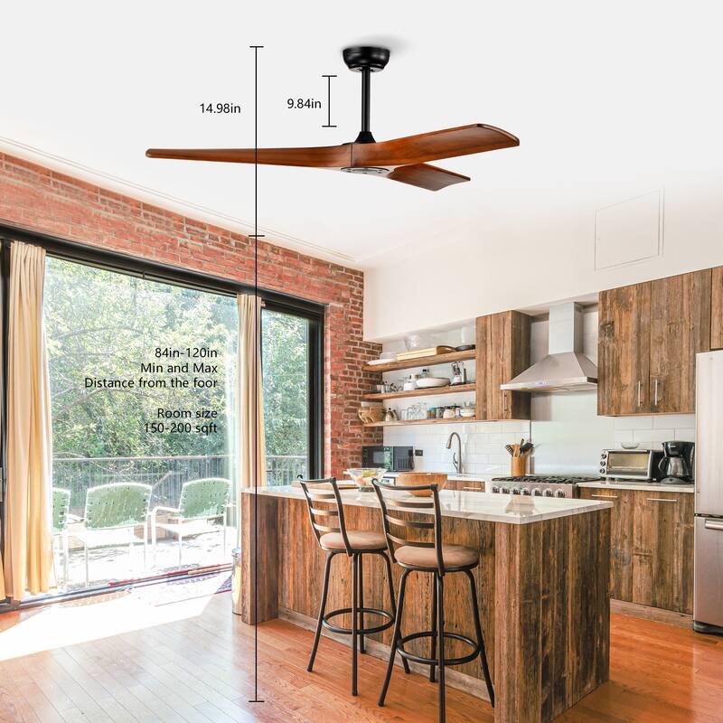 52" Ceiling Fan with Remote Control No Lights,Modern Reversible DC Motor Indoor 3 Blades Ceiling Fans