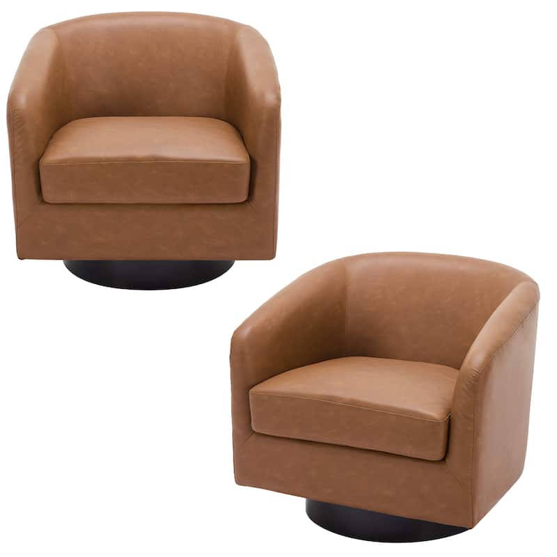 Modern Upholstered Swivel Barrel Club Arm Accent Chair for Living Room