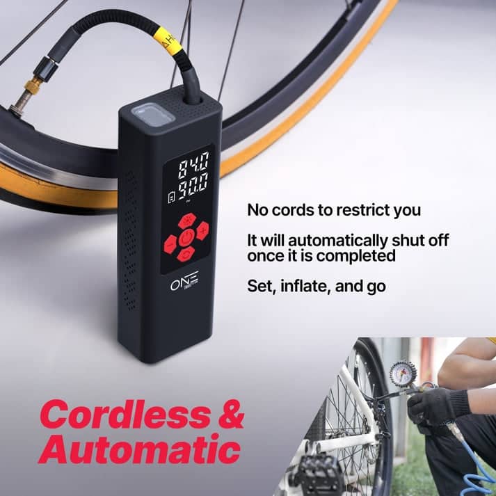 ONE Large Tire Inflator Portable Air Compressor 11.1V 7800mAh Capacity with Portable Power Bank