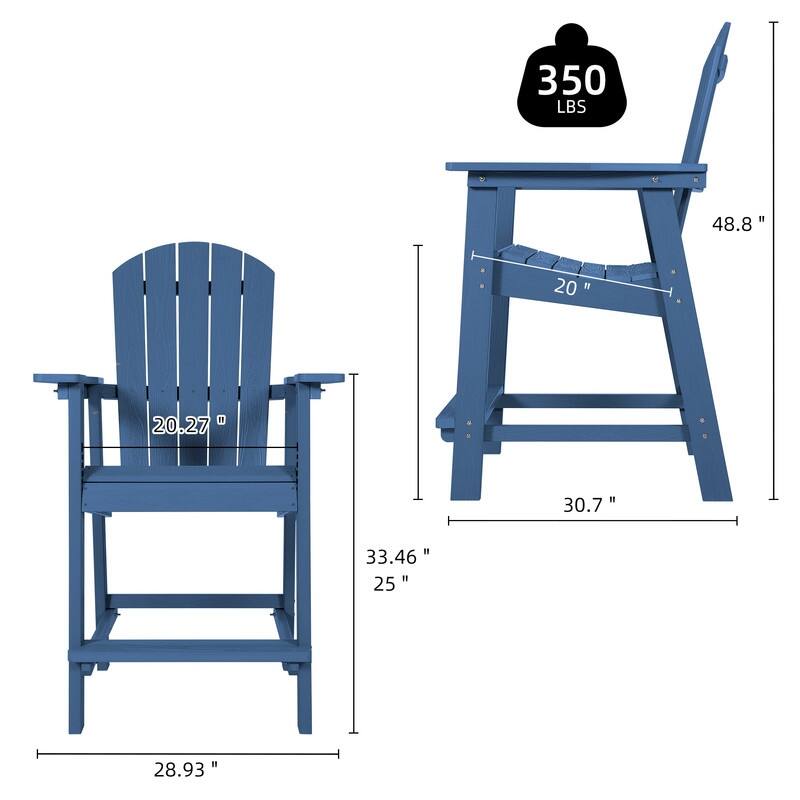 Moasis All Weather HIPS Outdoor Bar Height 49" Tall Adirondack Chair