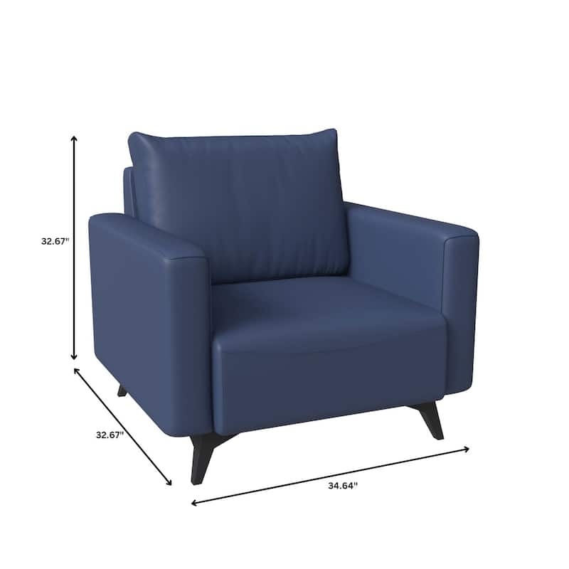 Single-Seater Sofa Modern Armchair Upholstered Vegan Leather with Metal Legs Removable Cushions Inno Series by LeisureMod