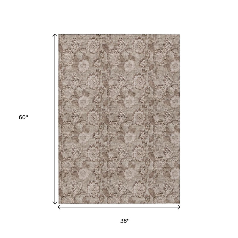 HomeRoots Floral Transitional Rectangle Outdoor Rug