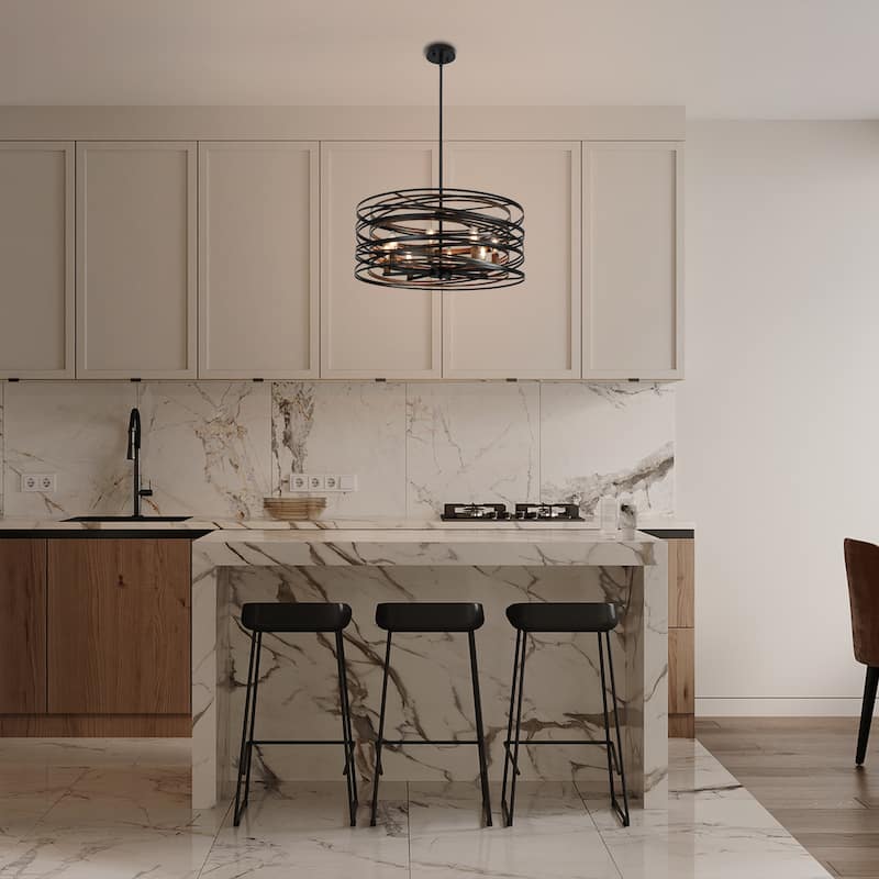 Modern Farmhouse 8-Light Drum Chandelier Kitchen Lighting for Dining