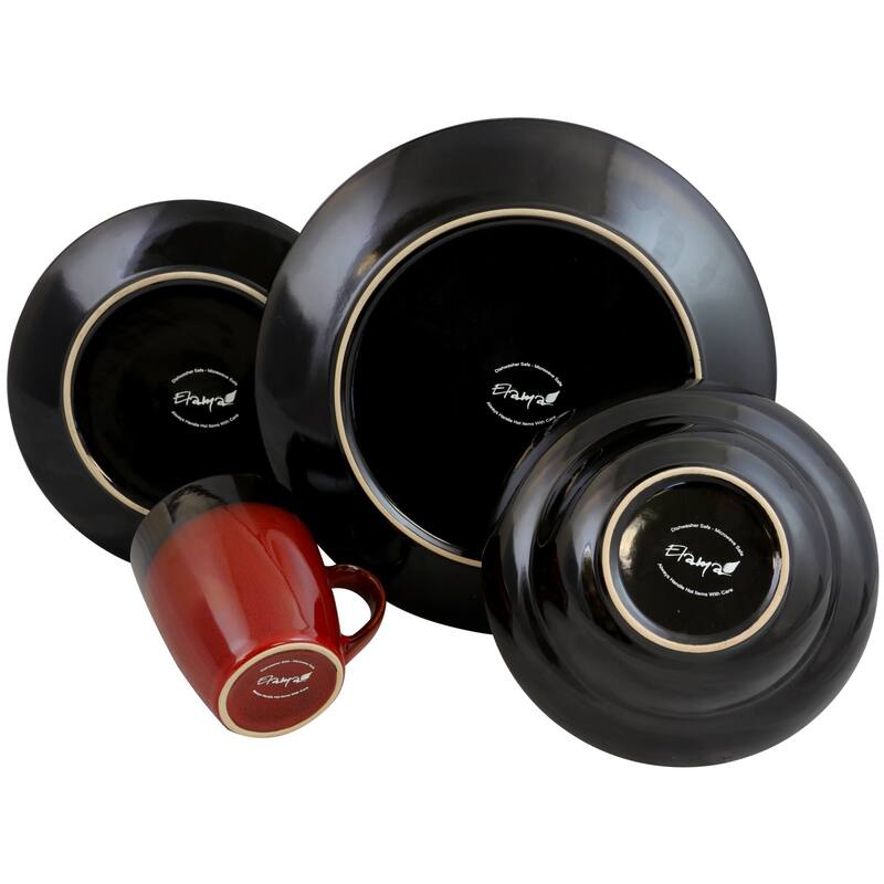 Elama Two Toned 16-piece High Gloss Dinnerware Set