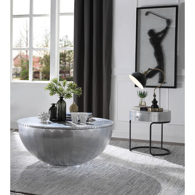 Bailee Aluminum and Black Storage End Table