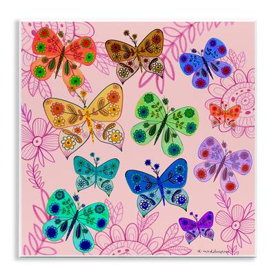 Stupell Bright Patterned Butterflies Wall Plaque Art Design By Kay Widdowson