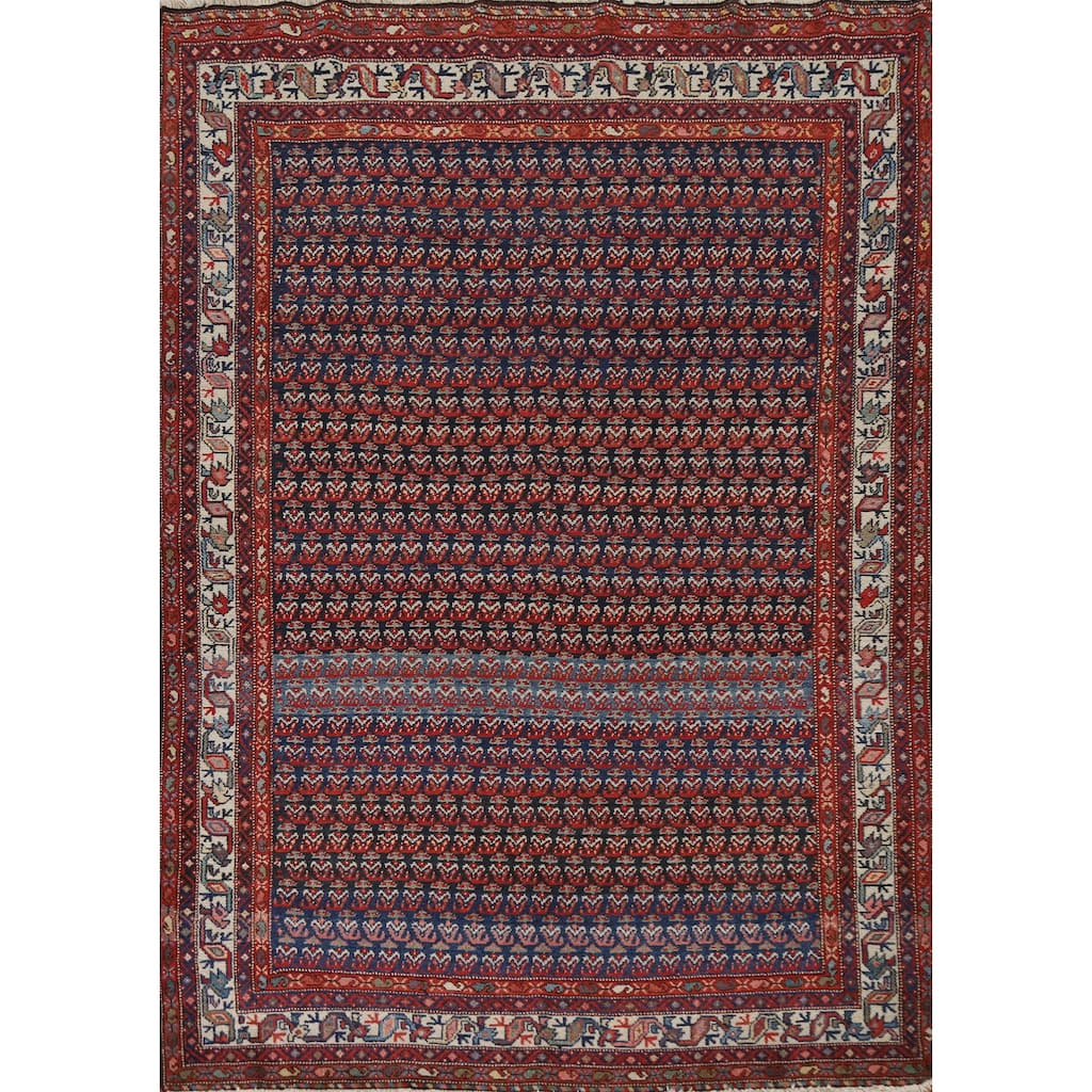 Vegetable Dye Malayer Persian Antique Rug Hand-Knotted Wool Carpet - 4'9"x 6'4"