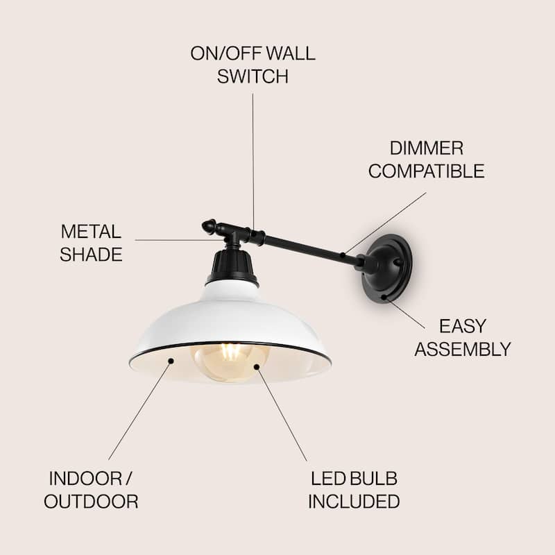 12.25" Indoor/Outdoor LED Arm Sconce, By JONATHAN Y - 12.25