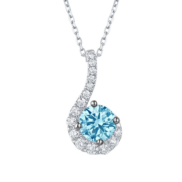 Smiling Rocks 0.96Ct Lab Grown Blue Color Diamond with G-H/VS1 Diamond Solitaire Pendant