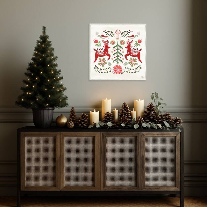 Festive Season II by Dina June (22 x 22 in.), Framed Canvas Wall Art Print - Sylvie Beaded White