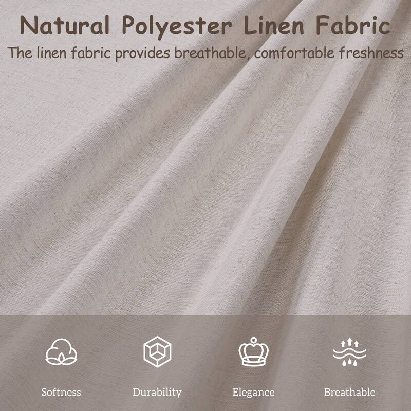 Upholstered Bed Frame Linen Fabric Platform Bed with 46''H Thick Headboard/Solid Wood Base/No Box Spring Needed/Noise Free/Beige