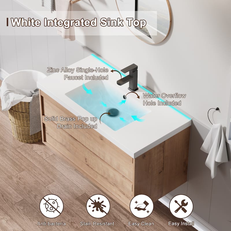 Wall Mounted Bathroom Vanity Sink Combo Cabinet Vanity Set