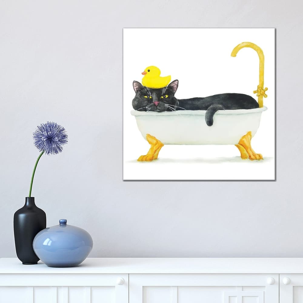 iCanvas "Bathing Black Cat" by Alexey Dmitrievich Shmyrov Canvas Print