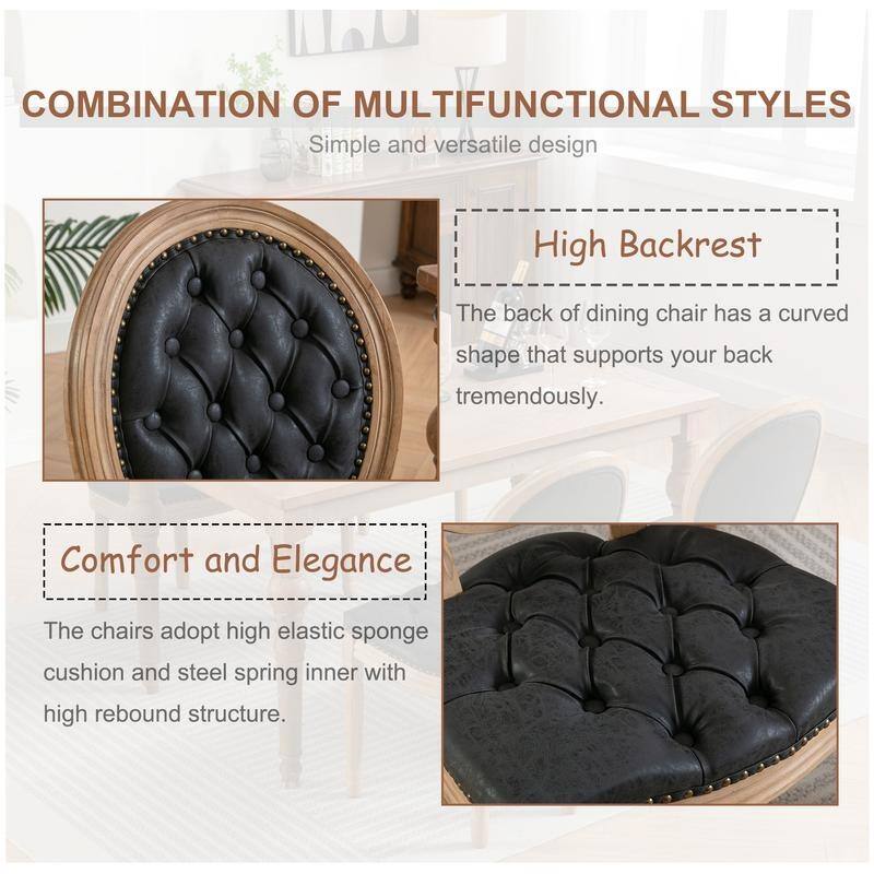 19.7" Luxe French Style Solid Wood Dining Chair Set of 4