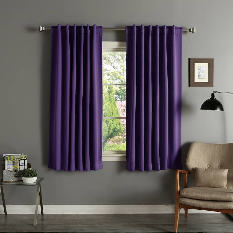 Aurora Home Insulated Thermal 63-inch Blackout Curtain Panel Pair - Purple
