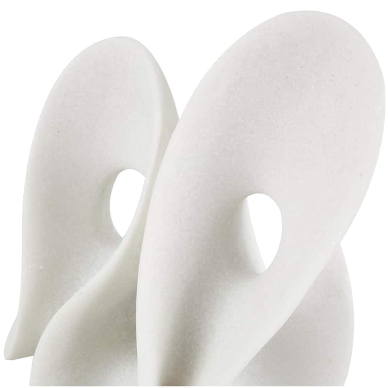 Polystone Abstract Wavy Shaped Decorative Sculpture with Cutouts and Speckled Texturing - White - Roche River Decor