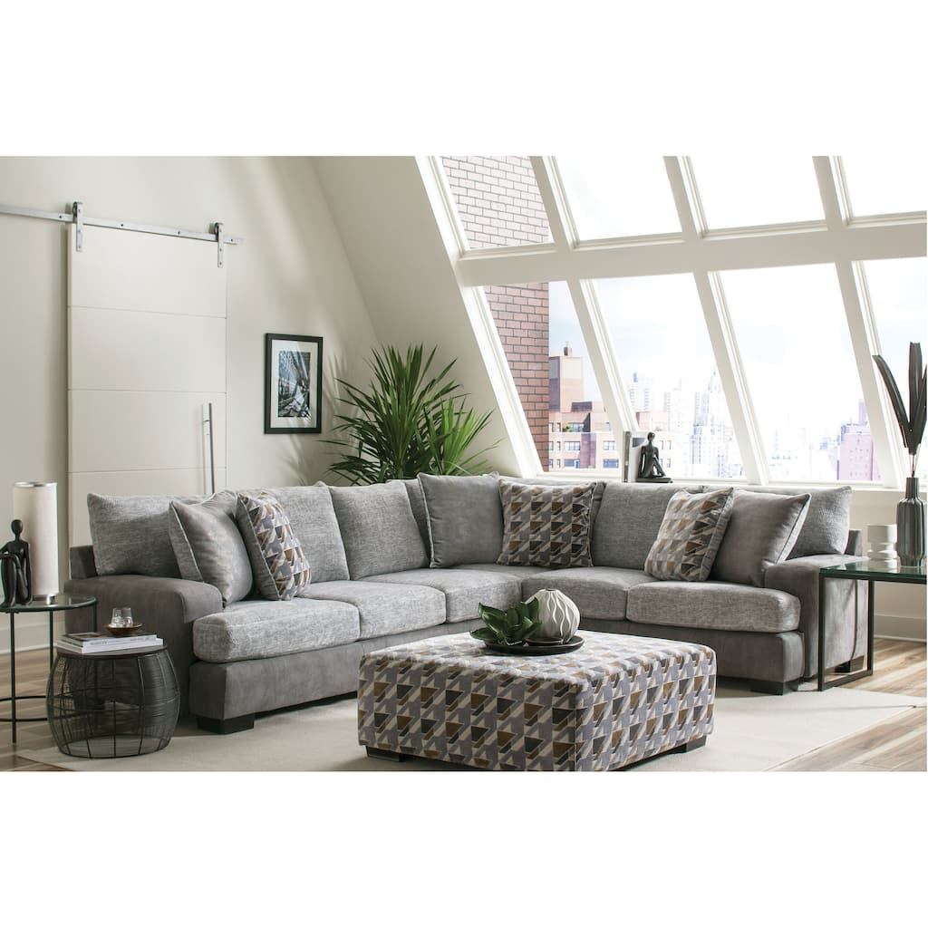Herm Transitional Grey Solid Wood L-Shaped Sectional by Furniture of America