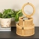 preview thumbnail 10 of 8, Rattan and Bamboo Nestable Storage with Glass Lids, Set of 2