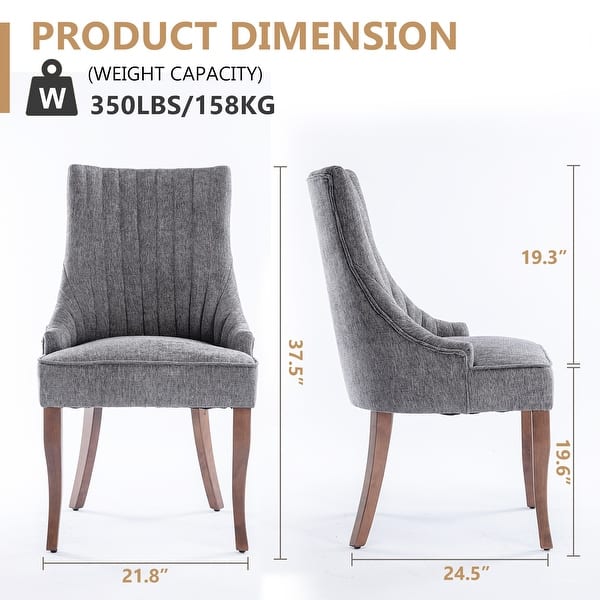 dimension image slide 3 of 5, Wingback Upholstered Dining Chairs Set of 2, Fabric Side Dining Room Chairs, Living Room Chairs for Home Kitchen