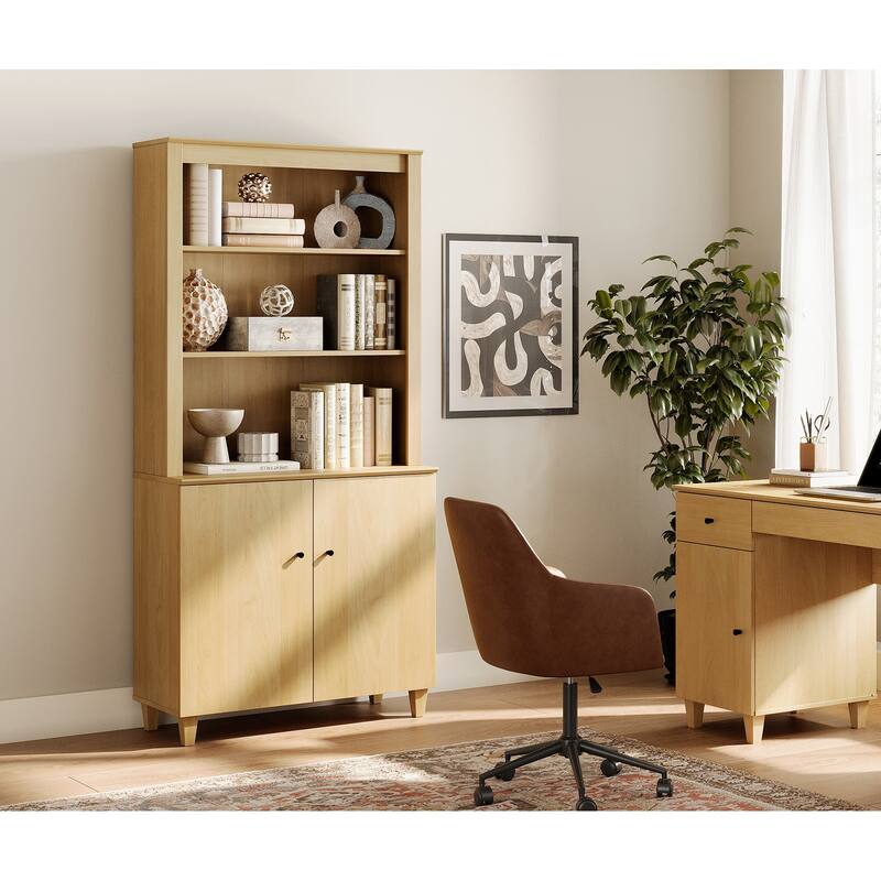 Modern 71" Tall Bookcase with Shelves & Storage Cabinet for Home Office