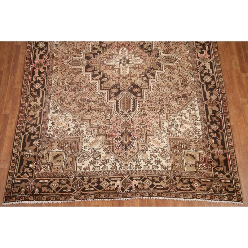 Hand Knotted Oriental 100% Wool Carpet Traditional Medallion Pink Heriz Area Rug - 11' 5'' X 8' 4''
