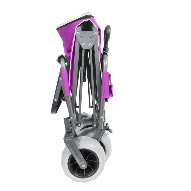 3-in-1 Collapsible Wagon, Convertible Folding Wagon Cart with Rear-Mounted Folding Tabletop, 500lbs Heavy-Duty, 180L Capacity