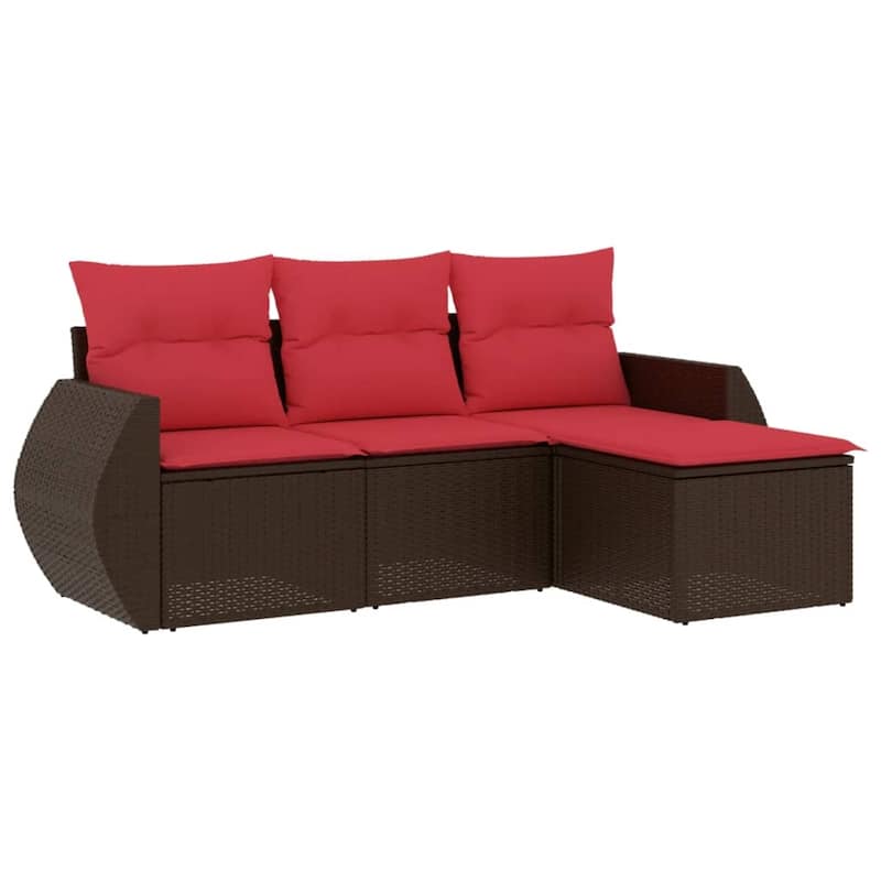 vidaXL Patio Sofa Set with Cushions Outdoor Furniture 9 Piece Poly Rattan - 21.7 x 24.4 x 27.2