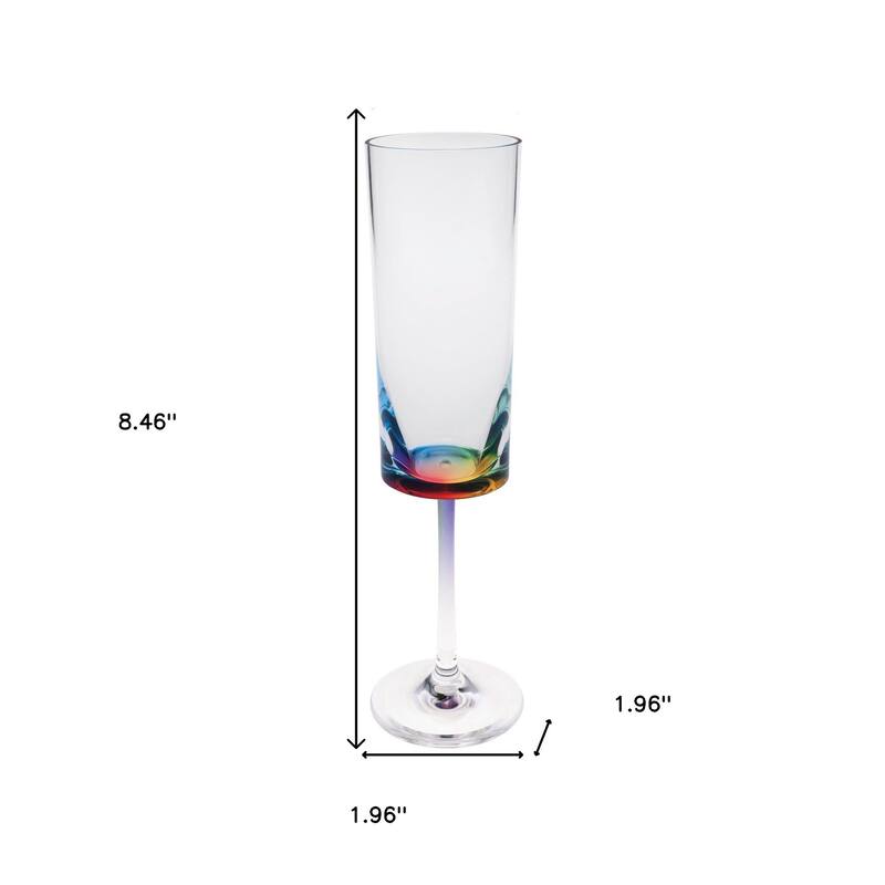 HomeRoots Set of Four Clear Acrylic Stemmed Flutes - 1.96 in. x 8.46 in. x 1.96 in.