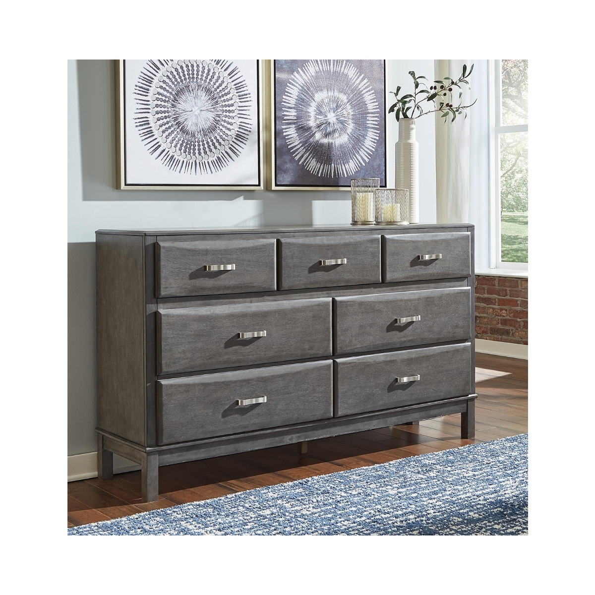 grey stand up dresser Signature Design by Ashley Caitbrook Weathered Gray 7-drawer - Bed Bath & Beyond sizing:2-6-XS