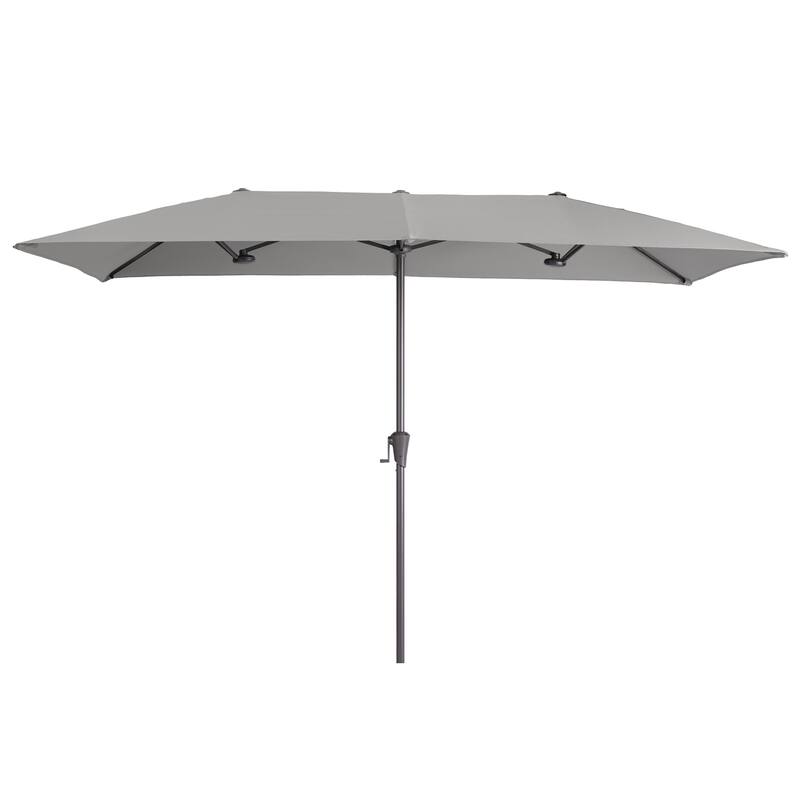 LIVOOSUN 10 x 6.5Ft Large Double-Sided Rectangular Outdoor Patio Market Umbrella with Crank, Gray