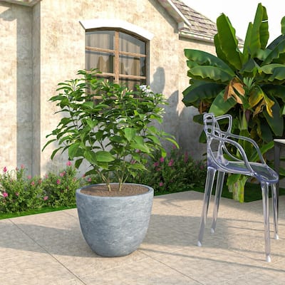 Dahlia Tapered Round Planter Pot in Fiberstone MGO Clay with Drainage for Indoor Outdoor Patio Balcony, Garden, or Living Room