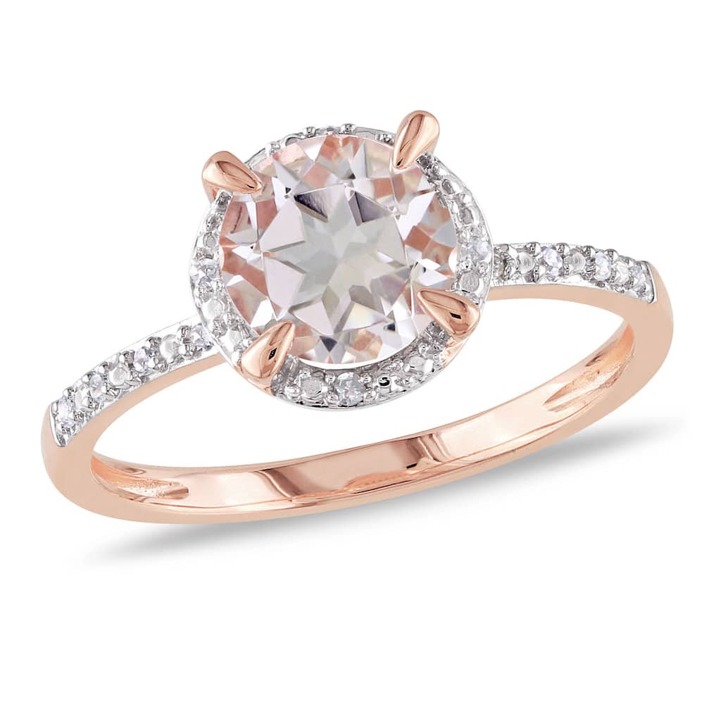 Miadora 10k Rose Gold 1 1/6ct Morganite and 1/4ct TDW Diamond Halo Engagement Ring