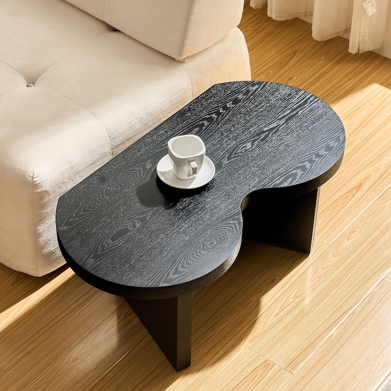 Accent Butterfly Coffee Table with Sturdy Legs, Wood Nesting Coffee Table, Modern Low Center Table for Living Room, Office