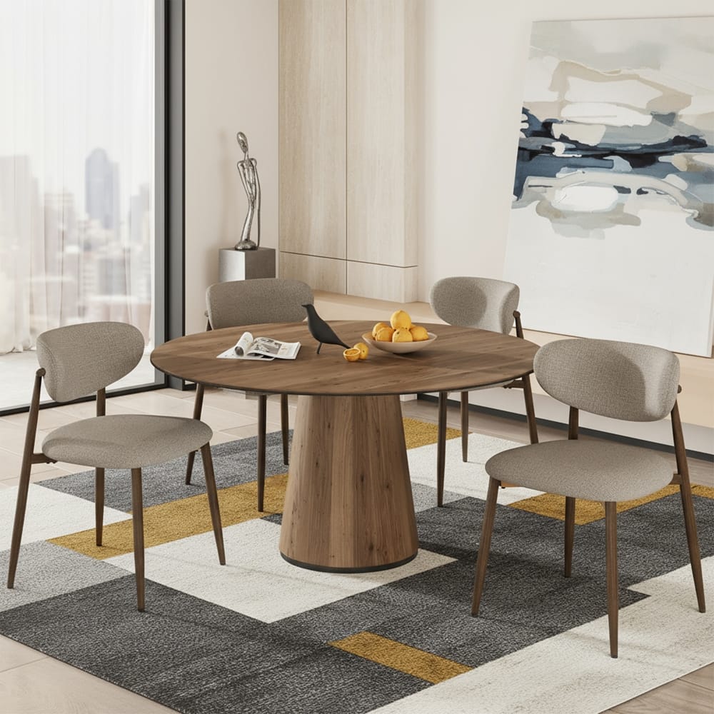 RENEWLINE Mid-Century Modern Tapered Dining Chairs with Upholstered Seat & Iron Frame