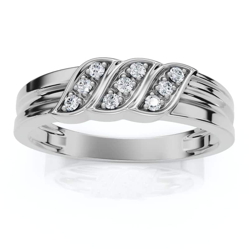 Bliss Diamond Men's Diamond Wedding Ring White Gold High Polished Band - 9.5