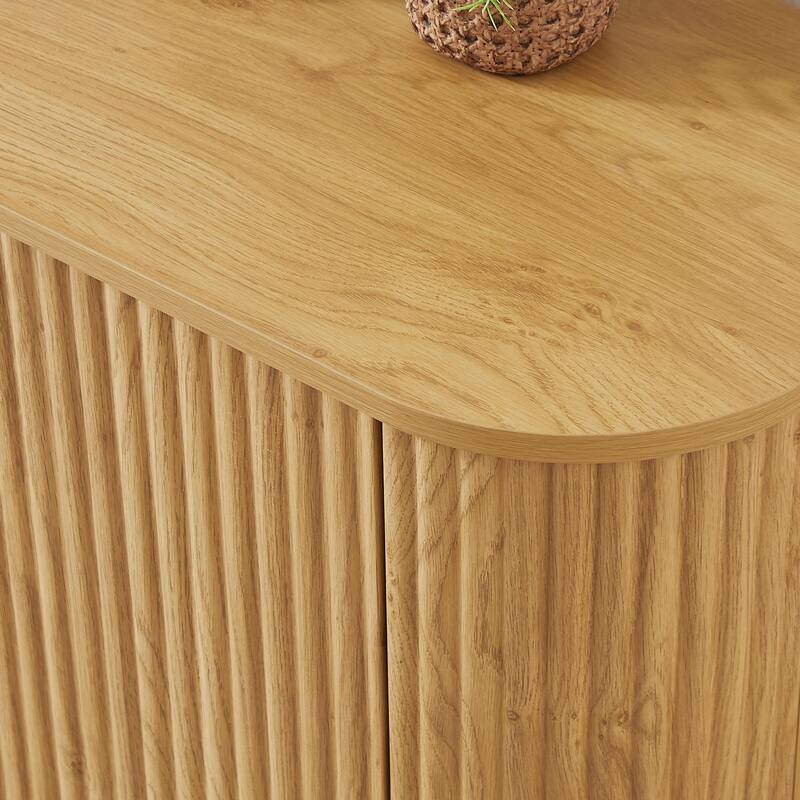 46.5"modern luxury oval coffee table with drawers and storage compartments, curved contour design
