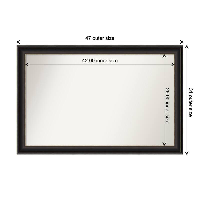 Trio Oil Rubbed Bronze Framed Non-Beveled Custom Wall Mirror, Bathroom Vanity Mirror - Outer Size: 46.5 x 30.5