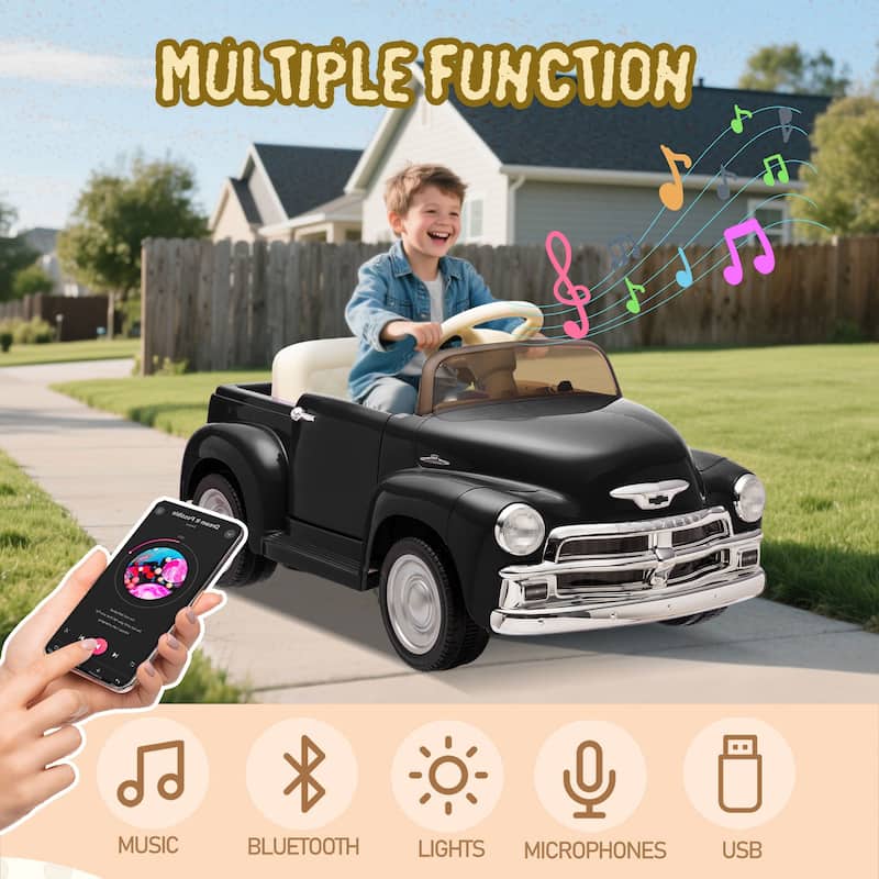 12V Kids Ride On Truck Car W/Parents Control, Licensed Chevrolet 3100 Pickup,Electric Car,High-Power Up To 4.35 Km/H,Age 3+