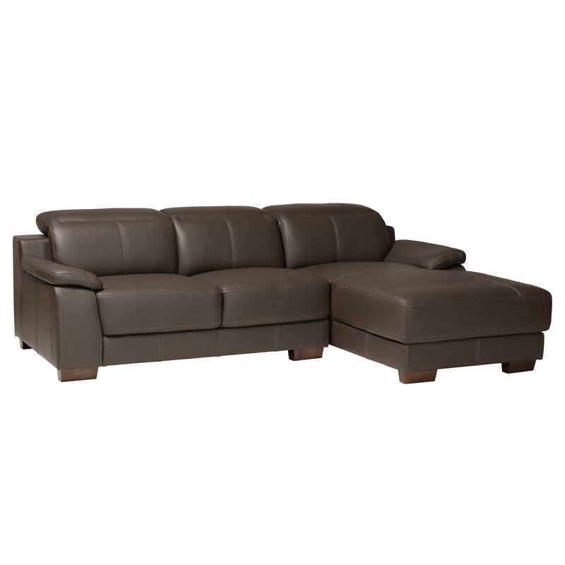 Reverie Modern Full Leather Sectional Sofa with Right Facing Chaise