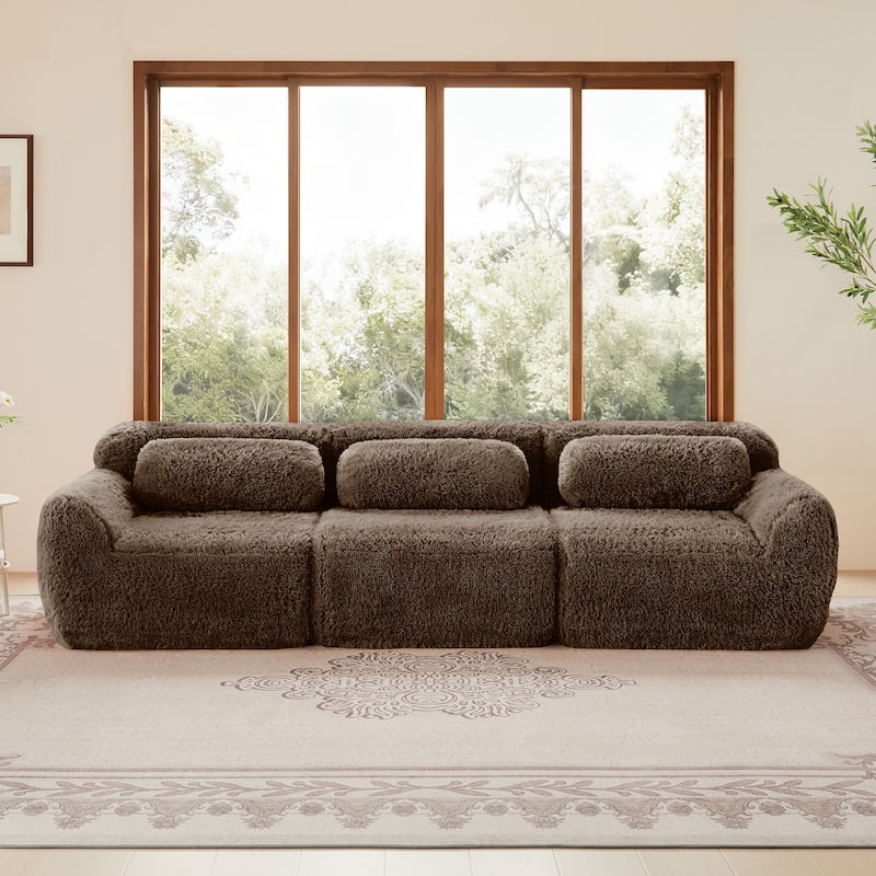 114''Soft and Fluffy Plush Fabric,Modular Sectional Sofa Couches